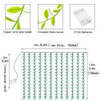 2*1.8เมตร180Leds DIY นางฟ้าวิลโลว์น้ำตกแสงสตริงประดิษฐ์สีเขียวใบไอวี่เถาไฟสำหรับบ้านปาร์ตี้วันหยุดบ้านตกแต่ง