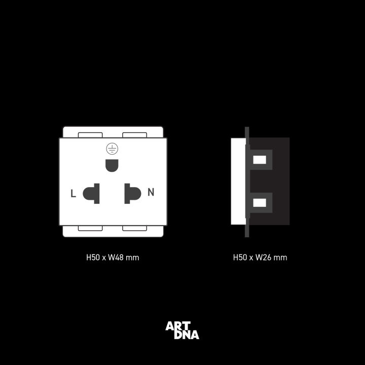art-dna-รุ่น-c3-single-3-pin-socket-blank-สีดำ-ขนาด-2x4-design-switch-สวิตซ์ไฟโมเดิร์น-สวิตซ์ไฟสวยๆ-ปลั๊กไฟสวยๆ