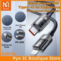 Mcdodo Auto Power Off Type-C ไปยัง Lightning สายเคเบิลสำหรับฟ้าผ่าข้อมูลโปร่งใส36W ข้อมูลที่ชาร์จ3A USB C สำหรับ iPhone 8 /8 Plus/Xr/xs/xs/XS สูงสุด/11/12/13/14 pro Max Macbook IPad Pro Iphone 14 Pro Max PD ISO 16สายเคเบิล