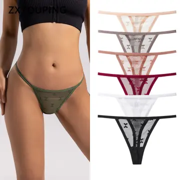 Womens Solid Underwear V String Thong Panty Lingerie Sexy