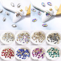 30pcs Long Hexagon Nail Rhinestones Crystals Flatback Glass Stones For 3D Nails Art Decorations Supplies Jewelry