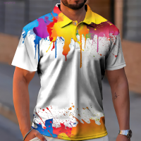 【high quality】  Mens Regular Button Polo Shirt 3d Printed Multi-color Graffiti Mens Fashion Short Sleeved Loose Fitting Summer