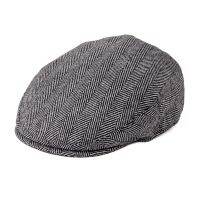 Feinion Summer Hat Autumn Men Cap Wool Blend Flat Caps Large Check Herrinbone Hats 721