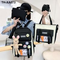 Fashionable Korean version of the backpack 2023 new five-piece schoolbag for junior high school and students cute casual