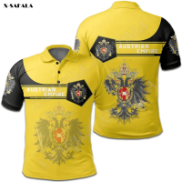 AUSTRIA EMPIRE Flag Eagle Custom 3D Full Print Polo Shirts Men Collar Short Sleeve StreetWear Casual Top Tee Slim Summer