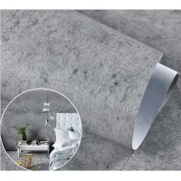 Self-Adhesive New Cement Gray Wallpaper Solid Color Waterproof Dormitory Bedroom Wall Stickers Cabinets Furniture Renovation