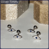 [Oliver Timmy] ต่างหูเม็ดเดี่ยวทรงหมุดเกลียวรูปลูกตาปีศาจขนาดเล็ก1คู่สำหรับผู้หญิงเด็กผู้หญิงงานเลี้ยงใหม่ของขวัญเครื่องประดับที่ดี