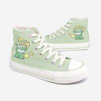 ✸∏  Summer air han edition cartoon small dinosaur green canvas shoes high help students leisure flat sandals tide uniforms