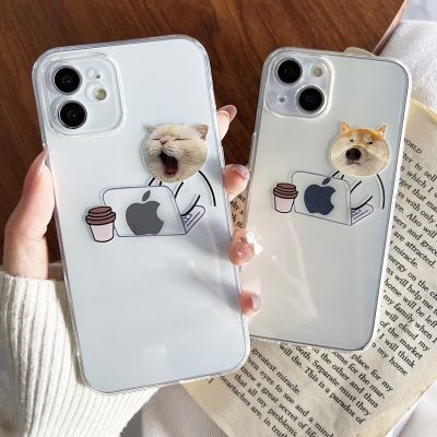 【CC】 Capa de telefone transparente para gatos e cães engraçados capa silicone macia fina iPhone 14 13 12 Max Mini XR XS X 14Plus