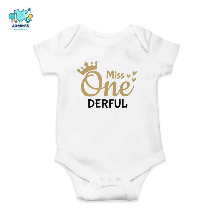 Baby Onesies Miss Onederful 1 Month old Milestone Lazada PH