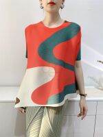 ❁☎▲ Aiden001 Average Size Summer Irregular Folds Solid Color Short-Sleeved Top Digital Printing T-Shirt Toothpick Pleats S-301 HOT ●812♈