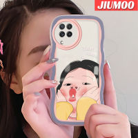 JIUMOO เคสปลอกสำหรับ Samsung Galaxy A22 4G A22 5G เคสเคสซิลิโคนกันกระแทกโทรศัพท์ลายการ์ตูนเด็กผู้หญิงสีสันสดใสสดใสสดใสเคสป้องกันเลนส์กล้องเคสนิ่มโปร่งใสง่าย