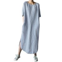 ZANZEA Women Loose Casual Beach Maxi Cotton Dress Plus Size