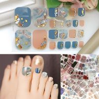 【LZ】 22 Tips Toe Nail Wraps Full Cover Nails Sticker Art Decorations Manicure Nail Vinyls Adhesive Nails Deco For Women Girls DIY