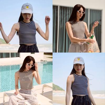 XOTHELABEL - STRIPE TANK TOP เสื้อครอปลายทาง ของมันต้องมี