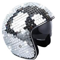 Disco Ball Helmet Silver Mask Cool Safe Motorcycle Helmet With Mirror Shading Motorcycle Equipment for DJ Club Stage Bar Party