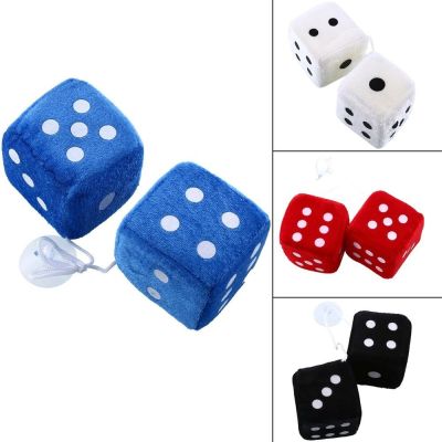 MEFU4 White Universal VINTAGE Rear Zone Tech View Accessories Auto Red Plush Dice Fuzzy Car Hanging