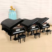 Miniature Grand Piano Model Assembly Replica Mini Piano with Stool Musical Instrument Collection Decorative Ornaments Display