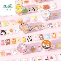 ETHTY เครื่องเขียนนักเรียน สร้างสรรค์ คู่มือการตกแต่ง วัสดุ DIY เทปฉลาก สติกเกอร์เทป เทปตกแต่ง ชุดปาร์ตี้สัตว์ เทปกาว เทปกาว