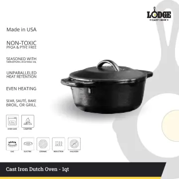 Lodge 1-Quart Cast Iron Dutch Oven or Serving Pot, L1SP3 