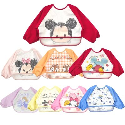 【CC】 EVA bib Minnie Childrens Bib Long-sleeved Blouse  Dirt-proof Baby Eating Cartoon