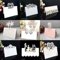 Birthday Party Decor Place Cards Laser Cut 50 Pcs Hollow Pattern Heart Shape Wedding Event Table Name Card Flower Decoupage