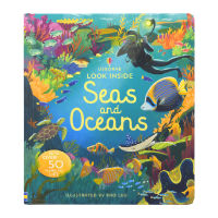 Usborne look inside seas and oceans look inside the young childrens English encyclopedia popular science knowledge flipping books, paper books, English original imported books