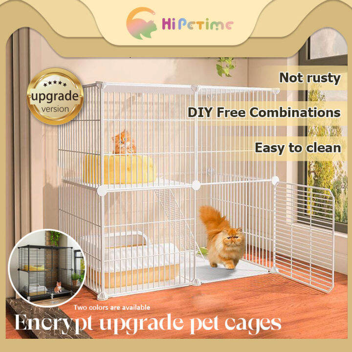 Enclosed Cat Cage with Adjustable Design 75x39x73cm, DIY Apartment