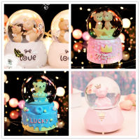 Cartoon bear Crystal Ball Music Box Birthday Gifts Rainbow Glowing Snowflakes Home Decoration Desktop Ornament