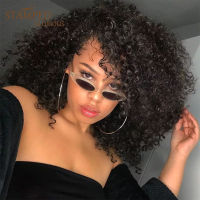 Stamped Glorious Synthetic Bob Short Wigs for Black Women Afro Kinky Curly Wig With Bangs Nature Heat Resistant Black Wig