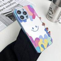 เคสกระจกหน้ายิ้มสีรุ้งสำหรับ Iphone 14 13 12 11 Pro Max 7/8 14 Plus X/xs Max Xr อะคริลิคพีซีรวมทุกอย่างฝาหลังป้องกันแบบแข็ง