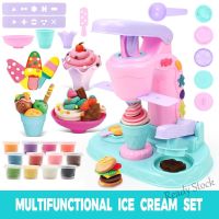 【Ready Stock】 ♟❦ C30 Art Clay Dough Playset Plasticine Slime Set Making Kit Ice Cream Machine Mould Play Toy Pretend Play