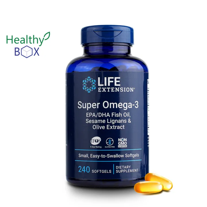 Life Extension Omega3 EPA/DHA Fish Oil,Sesame&Olive Extract 240แคปซูล