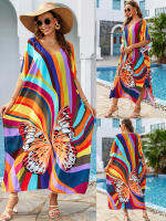 Beach Cover Ups for Women Butterfly Kaftans Maxi Dresses Swimwear 2023 Holiday Bathing Suits Outfits Dropshipping