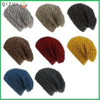 QIZUI ผู้ชายผู้หญิง ไม่เป็นทางการ หนา อบอุ่น หมวกสกี หมวกถักฤดูหนาว Beanies ถุง ซับในผ้าฟลีซ