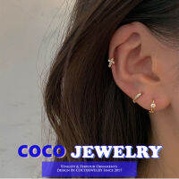 COCOJEWELRY คริสตัลเพทายต่างหูห่วงแฟชั่นเกาหลีผู้หญิงอุปกรณ์เครื่องประดับ