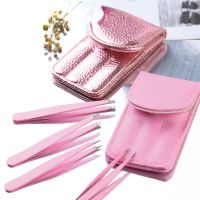 4Pc Eyelash extension Tweezers Set With Bag Stainless Steel Accurate 3D Volume Fan Lash Eyebrow Tweezer Makeup Tools Accessories