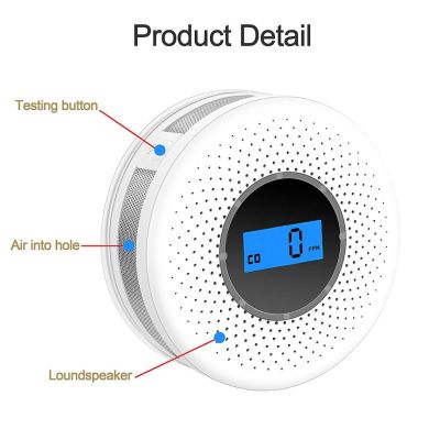 Combination e and Carbon Monoxide Detector 80dB CO Alarm Sensor with Display For Home Safety