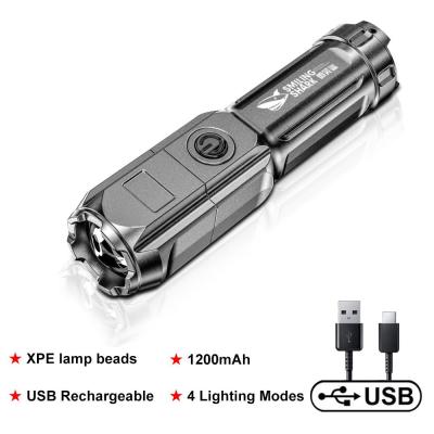 Strong Light Flashlight 4Modes USB Rechargeable Waterproof Zoom Giant Bright Outdoor Lighting Portable Led Luminous Flashlight