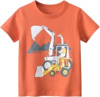 Summer Toddler Boys Girls Short Sleeve Cartoon Excavators Prints Casual Tops for Kids Clothes Toddler Boy Thermal Shirt