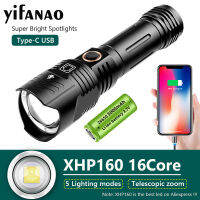 Upgrade XHP160 16Core Powerful LED Flashlight USB Rechargeable Zoom Torch IPX6 Waterproof Tactical Flash Light by 50