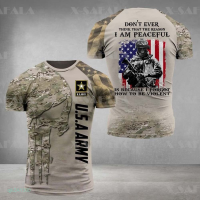 T-shirt 2023！New！biasa AS dengan lengan pendek tenggorokan leher 3D bendera Amerika mencetak musim panas pria dan wanita -7 High quality products （Freeprinting of names）