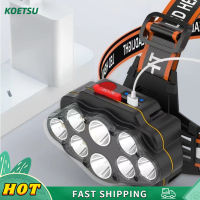 KOETSU【COD】8LED ไฟหน้าไฟแรงยาวแบบชาร์จไฟได้โคมไฟคนงานเหมืองกันน้ำ super bright ติดหัวกลางคืนไฟตกปลากลางแจ้งในครัวเรือนไฟกีฬา