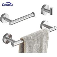 Bathroom Hardware Set SUS304 Stainless Steel 3-Piece Bathroom Accessories Includes Towel Bar Toilet Paper Holder Robe Hook