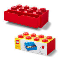 กล่องลิ้นชักตั้งโต๊ะเลโก้ LEGO Desk Drawer Brick 8 (สีแดง) 32x16x12 cm.