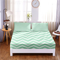 Striped Pattern Digital Printed 3pc Polyester Fitted Sheet Mattress Cover Four Corners with Elastic Band Bed Sheet Pillowcases