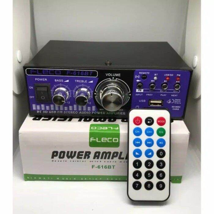 Lagi Promo Ampli Fleco F616 BT Power Amplifier AC DC Bluetooth USB FM