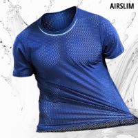 AIRslim® เสื้อแขนสั้นคอกลม -5°C Cooling ผ้าตาข่าย ไมโครไฟเบอร์ เย็นสบาย ยืดหยุ่นสูง นุ่มนวล ระบายอากาศ แห้งไว สวมใส่หน้าร้อน