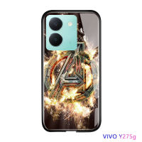 โทรศัพท์มือถือ Y27เคสสำหรับ Vivo 5G OPPO A78 4G สุดหรูเคสกันกระแทกกัปตันไอรอนแมนกระจกเทมเปอร์ฝาหลัง