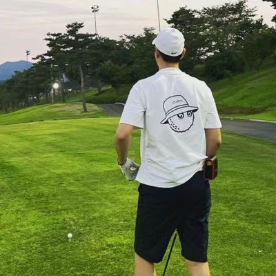 Mizuno HONMA Titleist Malbon Golf Semi-High Collar Short-Sleeved Golf Sports Leisure Printing Nylon Fur Collar T-Shirt Polo Men And Women